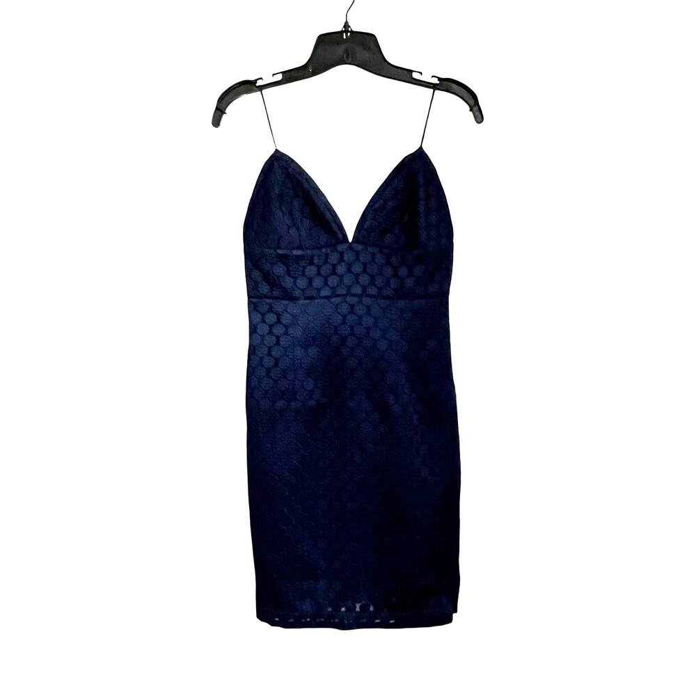 Nicholas V Neck Navy Blue Cocktail Mini Dress Sz‎ 4 Elegant Party Chic